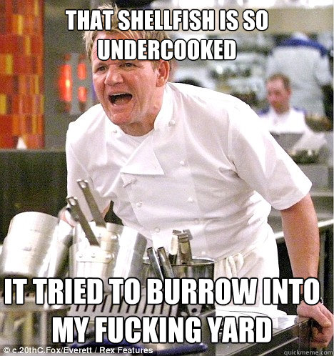 That shellfish is so undercooked It tried to burrow into my fucking yard  gordon ramsay