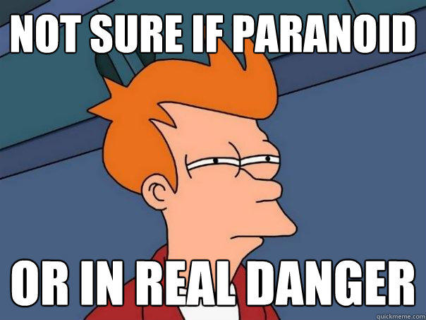 Not sure if paranoid or in real danger  Futurama Fry