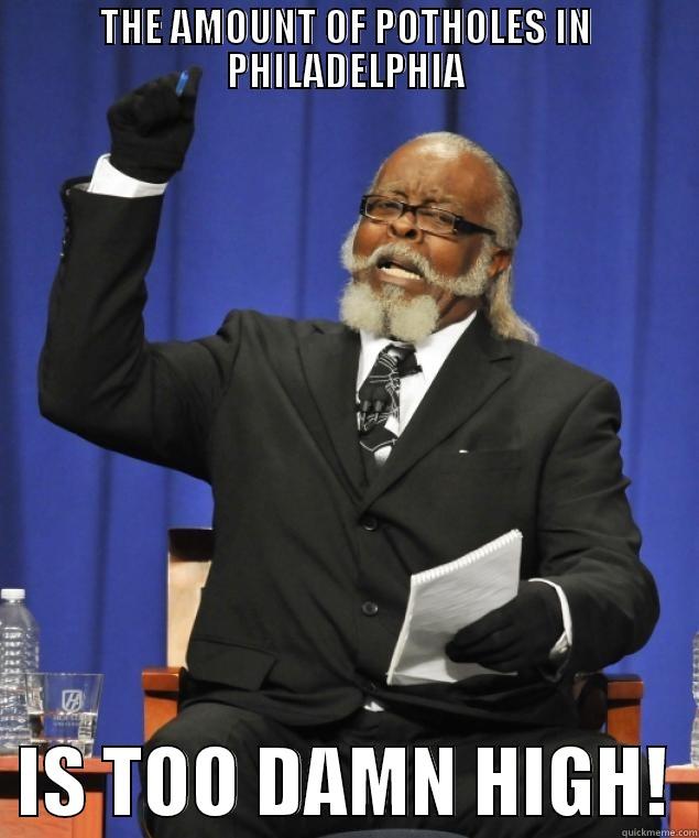 THE AMOUNT OF POTHOLES IN PHILADELPHIA   IS TOO DAMN HIGH!  Misc