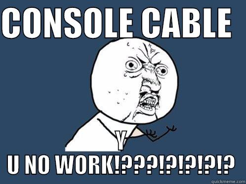 CONSOLE CABLE   Y U NO WORK!???!?!?!?!? Y U No