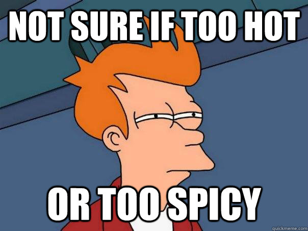 Not sure if too hot  or too spicy  Futurama Fry