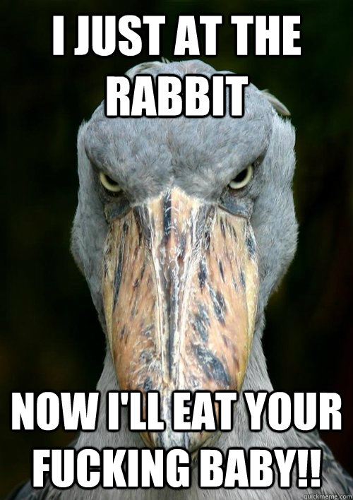 I JUST AT THE RABBIT NOW I'LL EAT YOUR FUCKING BABY!! - I JUST AT THE RABBIT NOW I'LL EAT YOUR FUCKING BABY!!  Evil Stork
