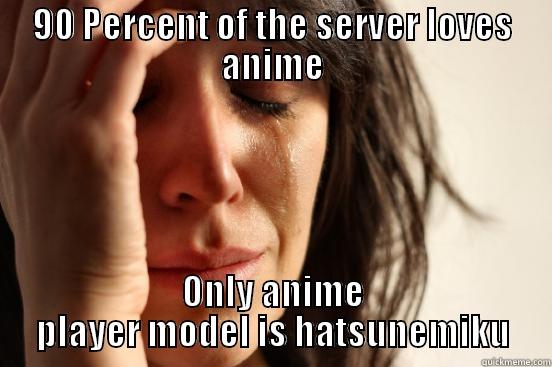 90 PERCENT OF THE SERVER LOVES ANIME ONLY ANIME PLAYER MODEL IS HATSUNEMIKU First World Problems