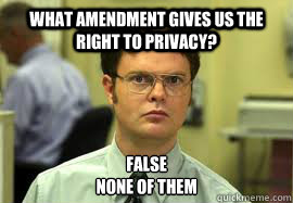 What amendment gives us the right to privacy? FALSE
None of them  Dwight False