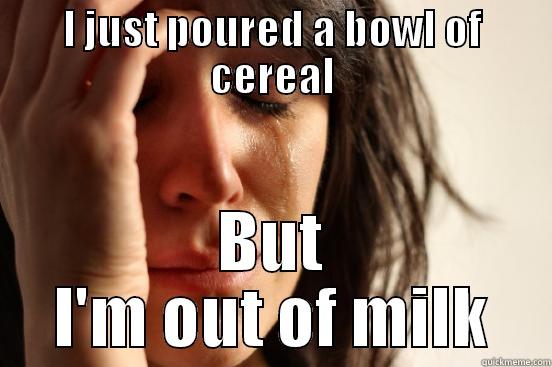 I JUST POURED A BOWL OF CEREAL BUT I'M OUT OF MILK First World Problems