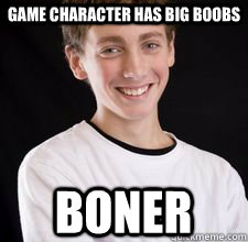 game character has big boobs boner  High School Freshman