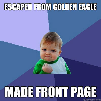 Escaped from golden eagle Made front page  Success Kid