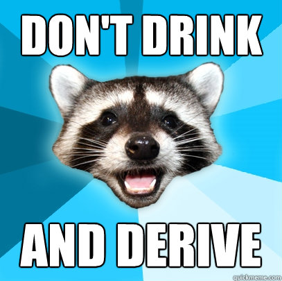 don't drink and derive  Lame Pun Coon