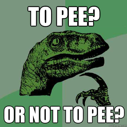 to pee? or not to pee?  Philosoraptor