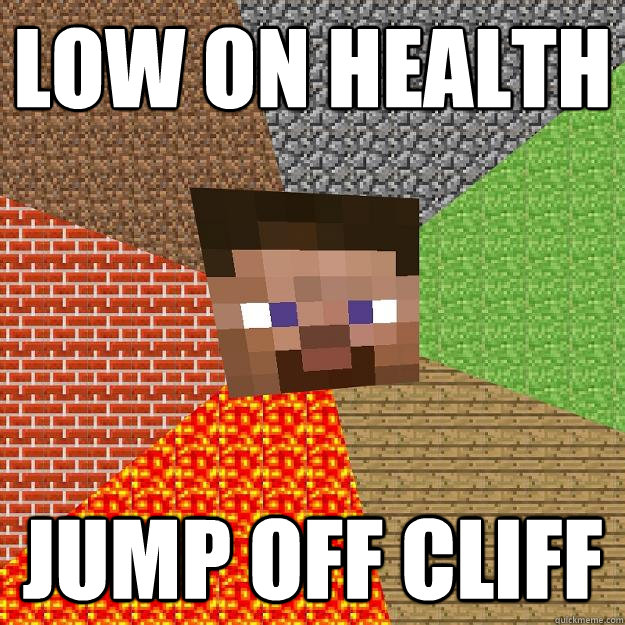 LOW ON HEALTH JUMP OFF CLIFF - LOW ON HEALTH JUMP OFF CLIFF  Minecraft