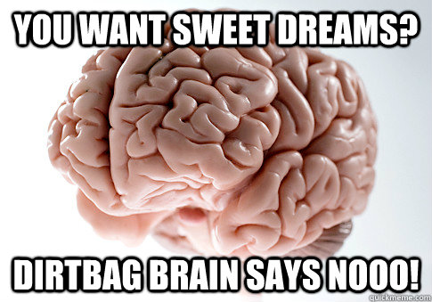 You want sweet dreams? DIRTBAG BRAIN SAYS NOOO!  Scumbag Brain