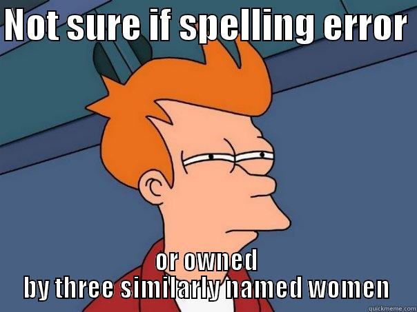 NOT SURE IF SPELLING ERROR  OR OWNED BY THREE SIMILARLY NAMED WOMEN Futurama Fry