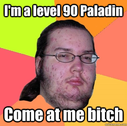 I'm a level 90 Paladin Come at me bitch  Butthurt Dweller