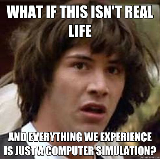 What if this isn't real life and everything we experience is just a computer simulation?  conspiracy keanu