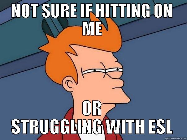 not sure - NOT SURE IF HITTING ON ME OR STRUGGLING WITH ESL Futurama Fry