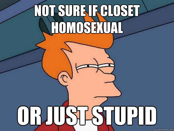 Not sure if closet homosexual or just stupid  Futurama Fry