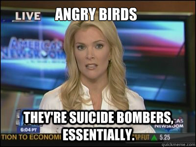 Angry Birds They're suicide bombers, essentially.  Megyn Kelly