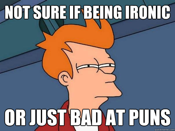 Not sure if being ironic or just bad at puns  Futurama Fry