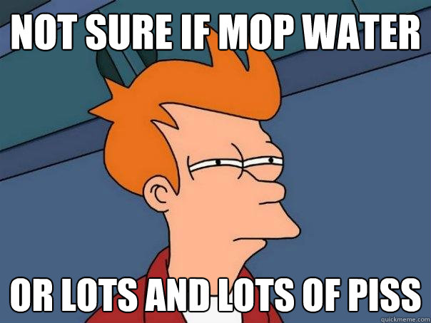 not sure if mop water or lots and lots of piss  Futurama Fry