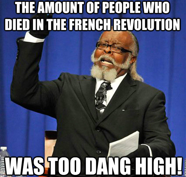 The amount of people who died in the french revolution was too dang high!  Jimmy McMillan