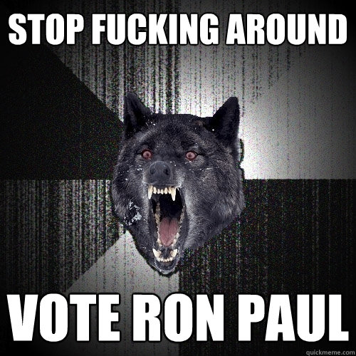 stop fucking around  vote Ron Paul  Insanity Wolf