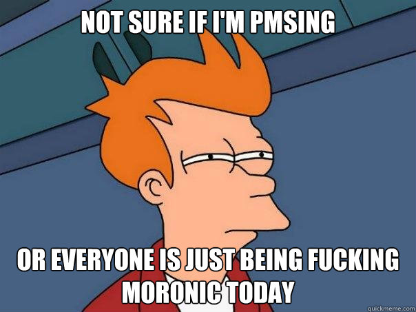 Not sure if i'm PMSing or everyone is just being fucking moronic today  Futurama Fry