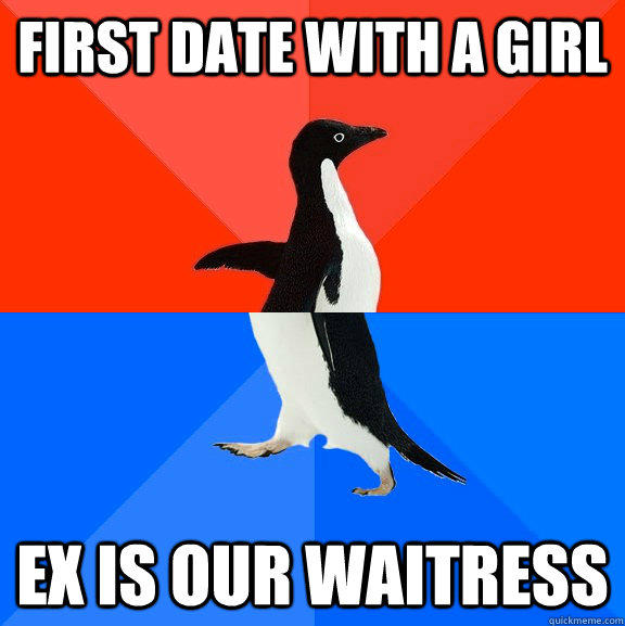 First date with a girl ex is our waitress  