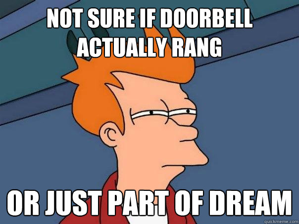 not sure if doorbell actually rang or just part of dream  Futurama Fry