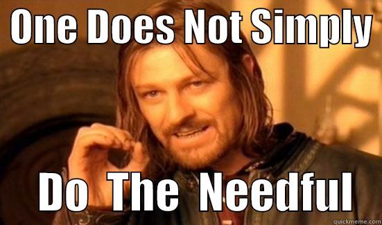 do neddful -  ONE DOES NOT SIMPLY       DO  THE  NEEDFUL   Boromir