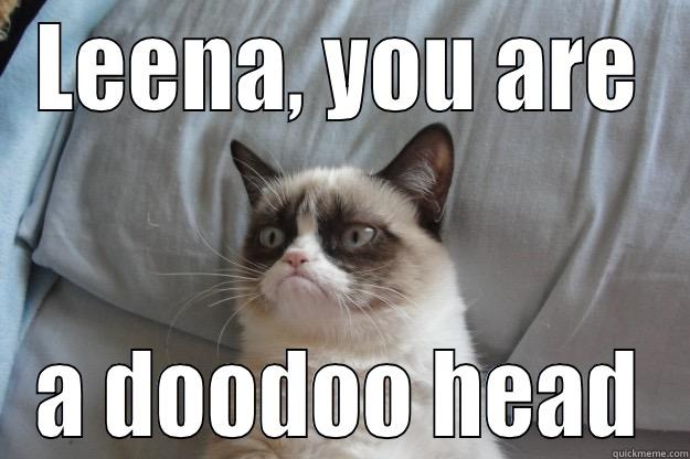 LEENA, YOU ARE A DOODOO HEAD Grumpy Cat