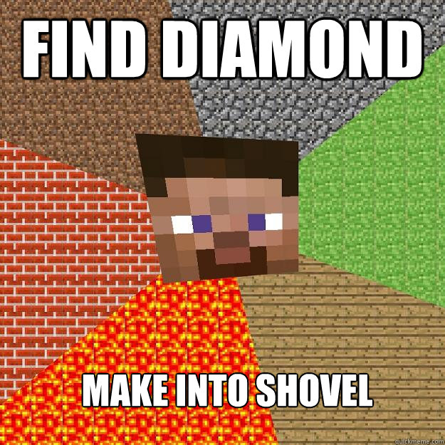 Find Diamond Make into shovel  Minecraft