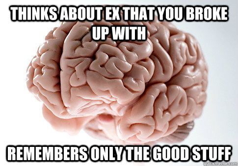 THINKS ABOUT EX THAT YOU BROKE UP WITH REMEMBERS ONLY THE GOOD STUFF  - THINKS ABOUT EX THAT YOU BROKE UP WITH REMEMBERS ONLY THE GOOD STUFF   Scumbag Brain