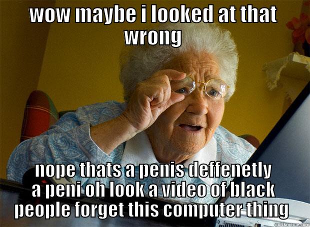 WOW MAYBE I LOOKED AT THAT WRONG NOPE THATS A PENIS DEFFENETLY A PENI OH LOOK A VIDEO OF BLACK PEOPLE FORGET THIS COMPUTER THING  Grandma finds the Internet