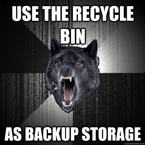 USE THE RECYCLE BIN AS BACKUP STORAGE  Insanity Wolf