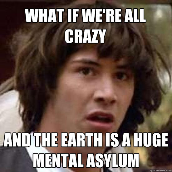 What if we're all crazy And the earth is a huge mental asylum   conspiracy keanu