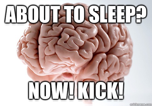 About to sleep? now! kick!  Scumbag Brain