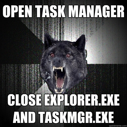 open task manager close explorer.exe and taskmgr.exe  Insanity Wolf