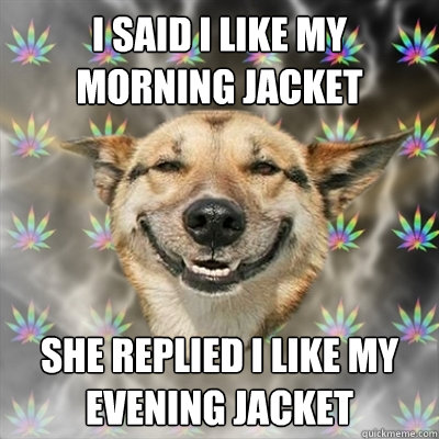 I said I like My Morning Jacket She replied I like my evening jacket  Stoner Dog