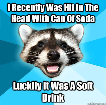 I Recently Was Hit In The Head With Can Of Soda Luckily It Was A Soft Drink - I Recently Was Hit In The Head With Can Of Soda Luckily It Was A Soft Drink  Lame Pun Coon