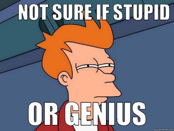     Not sure if genius -      NOT SURE IF STUPID     OR GENIUS   Futurama Fry