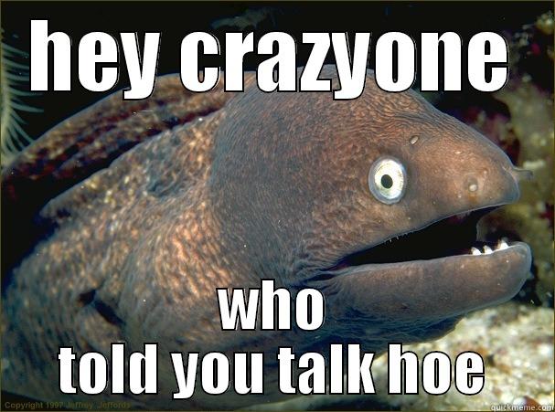 HEY CRAZYONE WHO TOLD YOU TALK HOE Bad Joke Eel