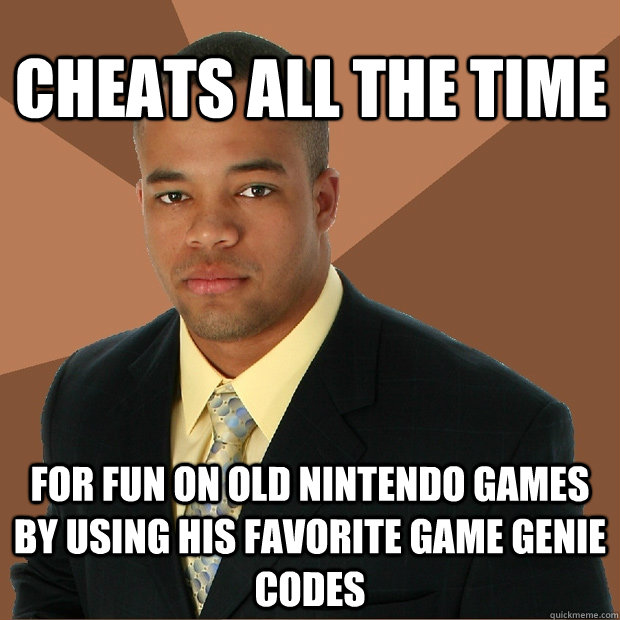 CHEATS ALL THE TIME FOR FUN ON OLD NINTENDO GAMES BY USING HIS FAVORITE GAME GENIE CODES  Successful Black Man