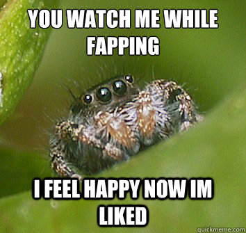 you watch me while fapping i feel happy now im liked - you watch me while fapping i feel happy now im liked  Misunderstood Spider