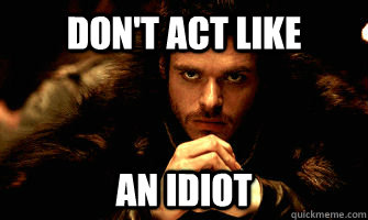 Don't act like an idiot - Don't act like an idiot  Robb Stark
