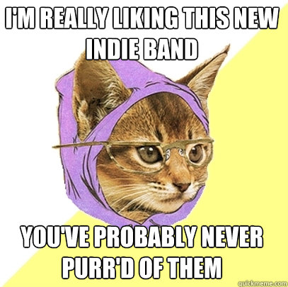 i'm really liking this new indie band you've probably never purr'd of them  Hipster Kitty