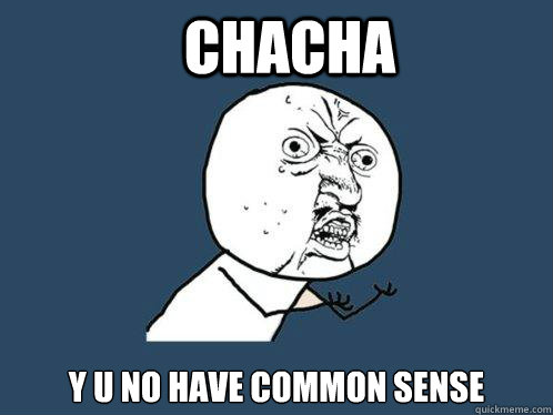 CHACHA y u no have common sense  Y U No