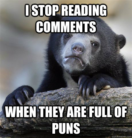 I stop reading comments When they are full of puns - I stop reading comments When they are full of puns  Confession Bear