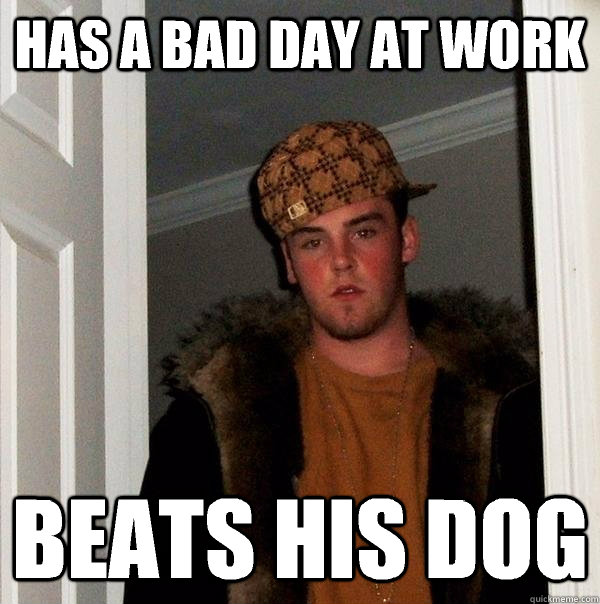 has a bad day at work beats his dog - has a bad day at work beats his dog  Scumbag Steve