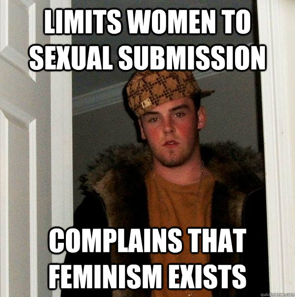 Limits women to sexual submission Complains that feminism exists  Scumbag Steve