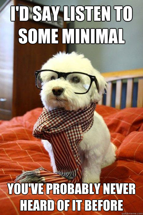 I'd say listen to some minimal techno You've probably never heard of it before  Hipster Dog